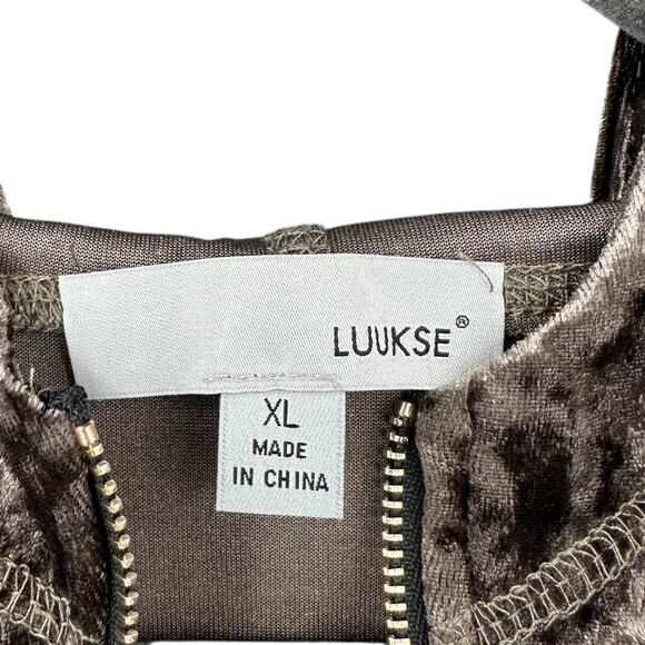 LUUKSE Grey Crushed Velvet Long Sleeve Quarter Zip Pullover Womens Extra Large - Picture 3 of 6